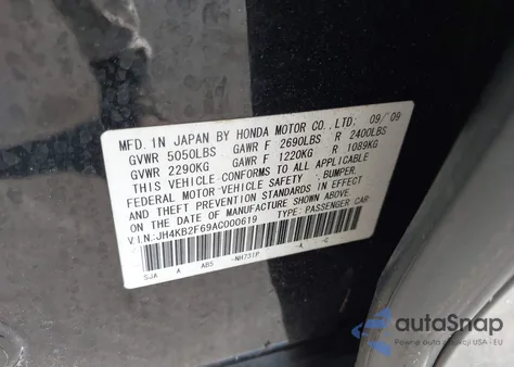 2010 Acura Rl 3.7 z USA, uszkodzony, nr VIN JH4KB2F69AC000619